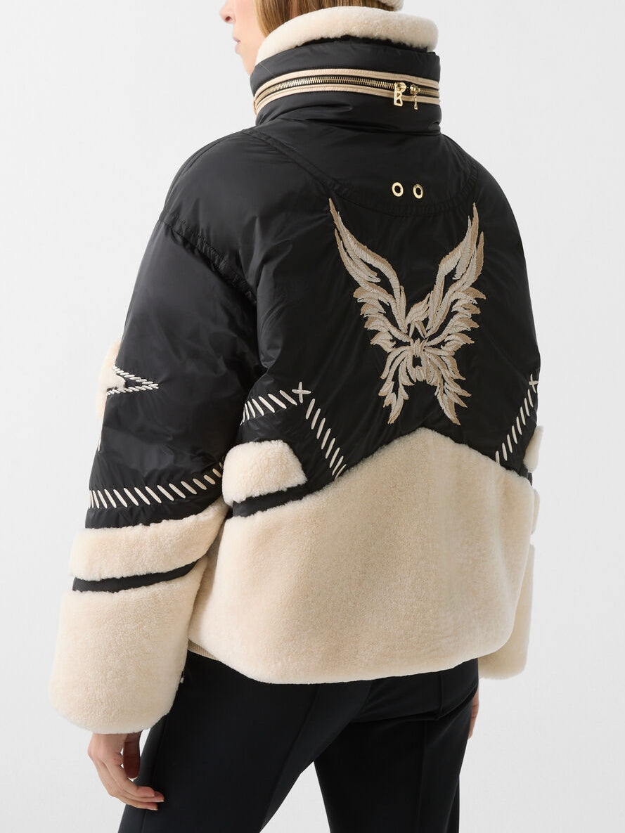 Down Ski Jacket In Black/cream