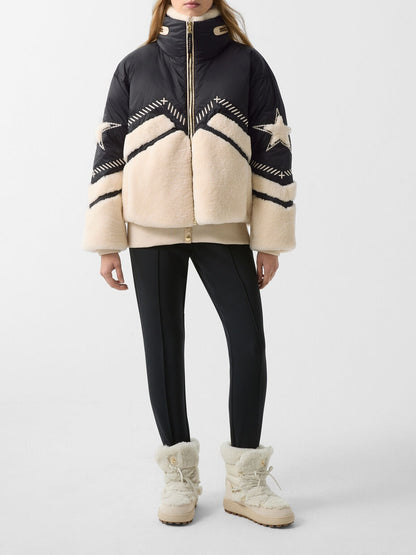 Down Ski Jacket In Black/cream