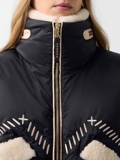 Down Ski Jacket In Black/cream