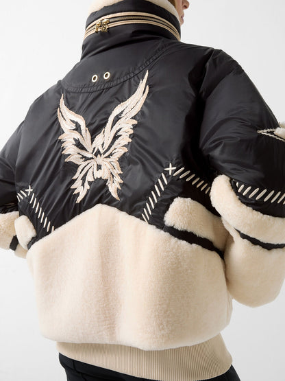 Down Ski Jacket In Black/cream