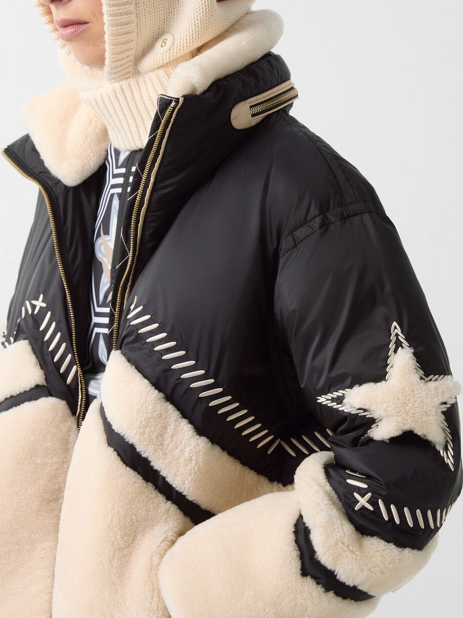 Down Ski Jacket In Black/cream