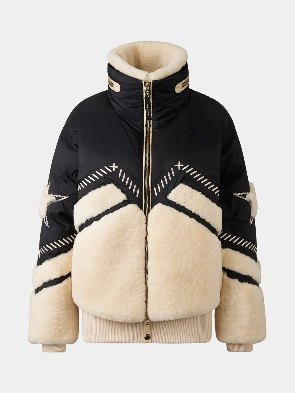Down Ski Jacket In Black/cream