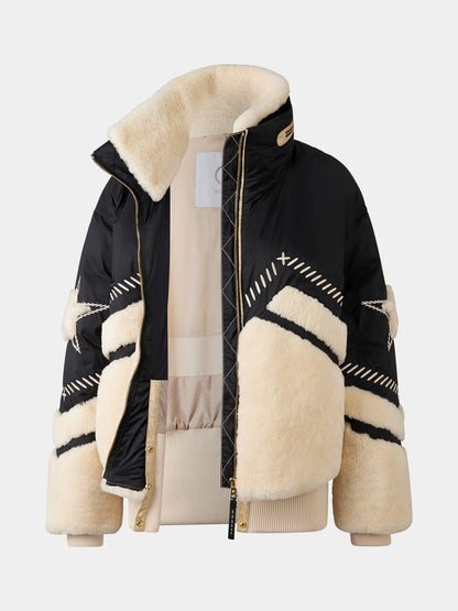 Down Ski Jacket In Black/cream