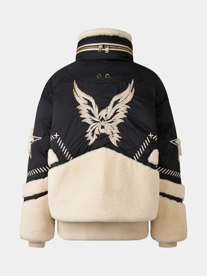 Down Ski Jacket In Black/cream