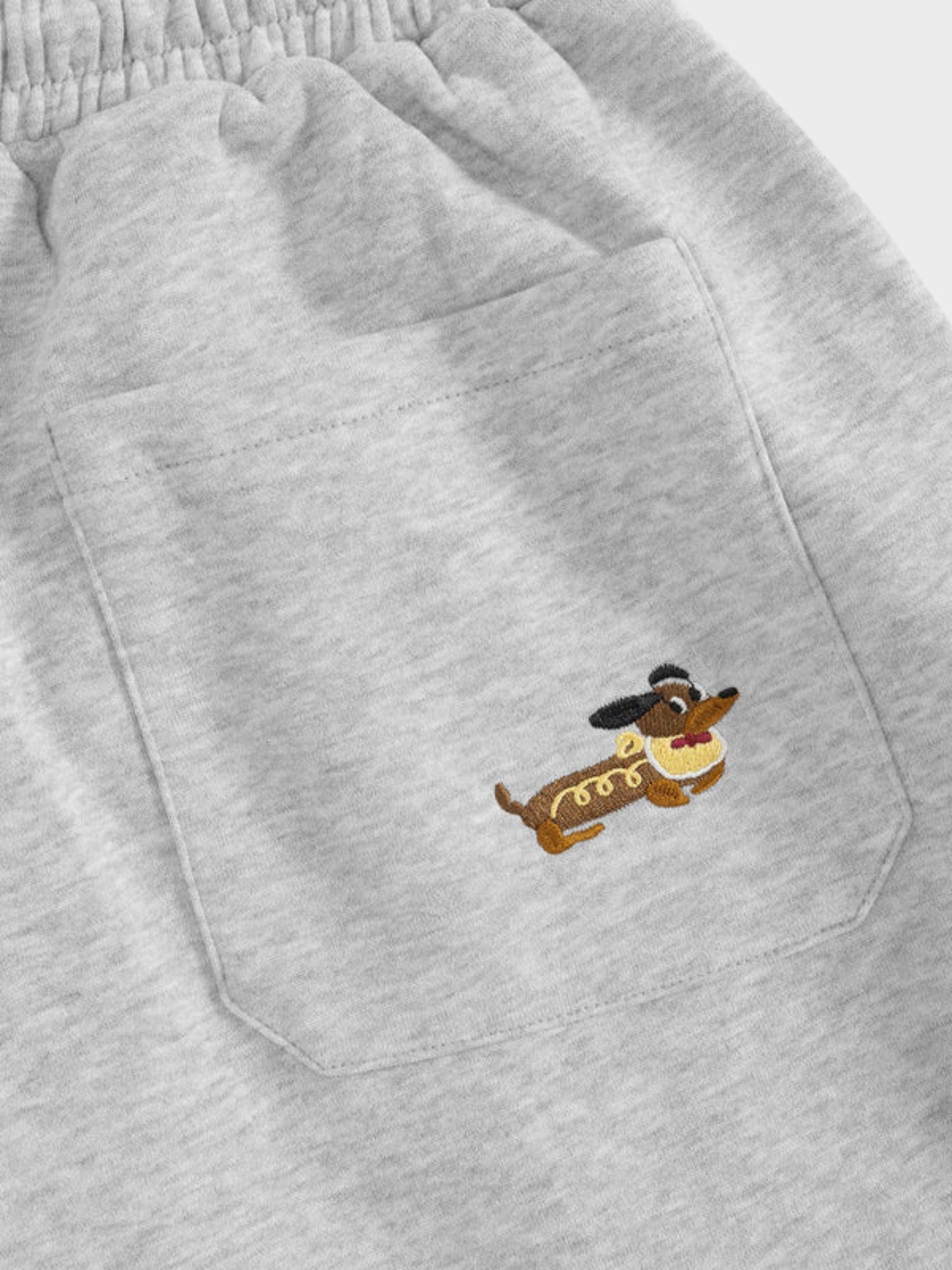 Embroidery Cartoon Dog Hooded Sweatshirt & Sweatpants