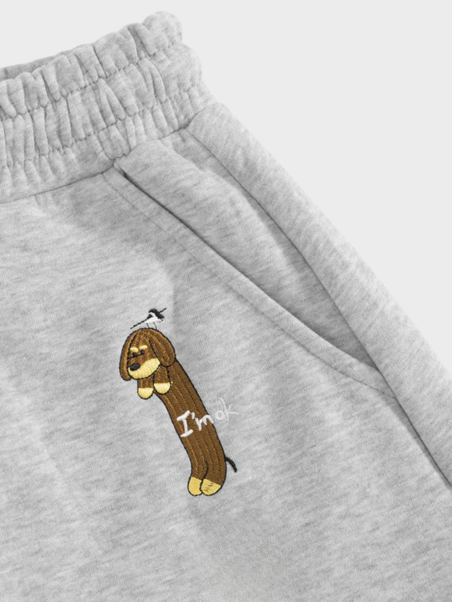 Embroidery Cartoon Dog Hooded Sweatshirt & Sweatpants