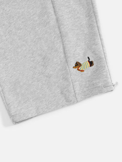 Embroidery Cartoon Dog Hooded Sweatshirt & Sweatpants