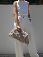 Handmade Suede Tasselled Framed Clutch