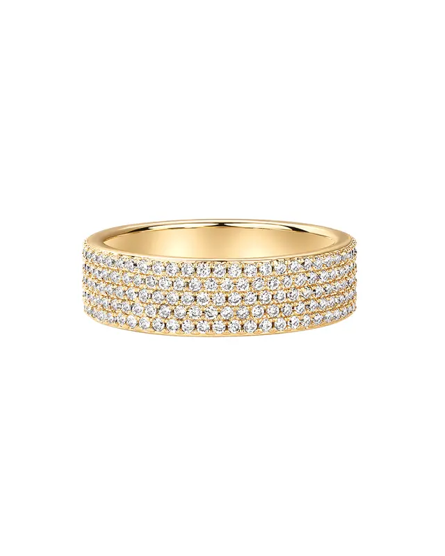 14K Gold Plated Cubic Zirconia Wide Eternity Statement Rings