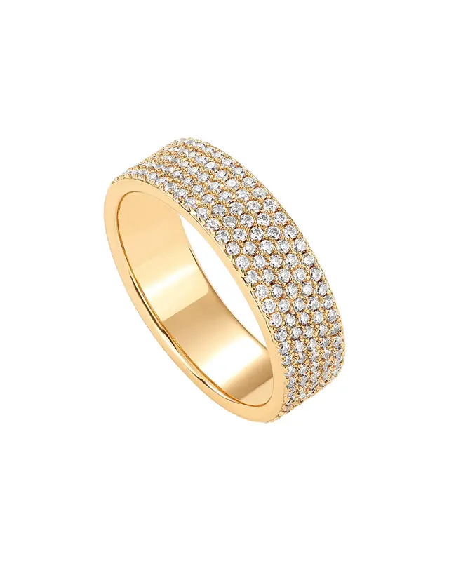 14K Gold Plated Cubic Zirconia Wide Eternity Statement Rings