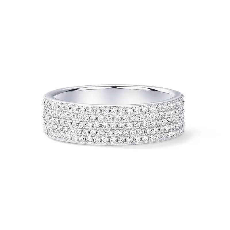 14K Gold Plated Cubic Zirconia Wide Eternity Statement Rings