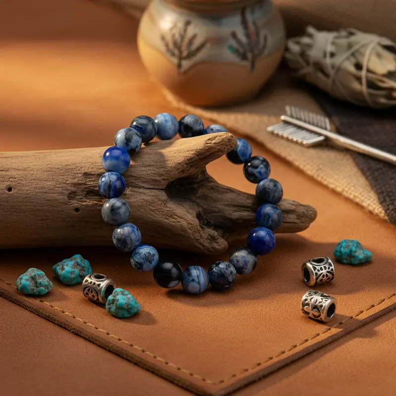 Blue Fire Agate Bracelet For Clarity & Focus