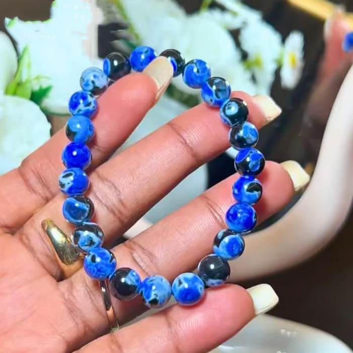 Blue Fire Agate Bracelet For Clarity & Focus