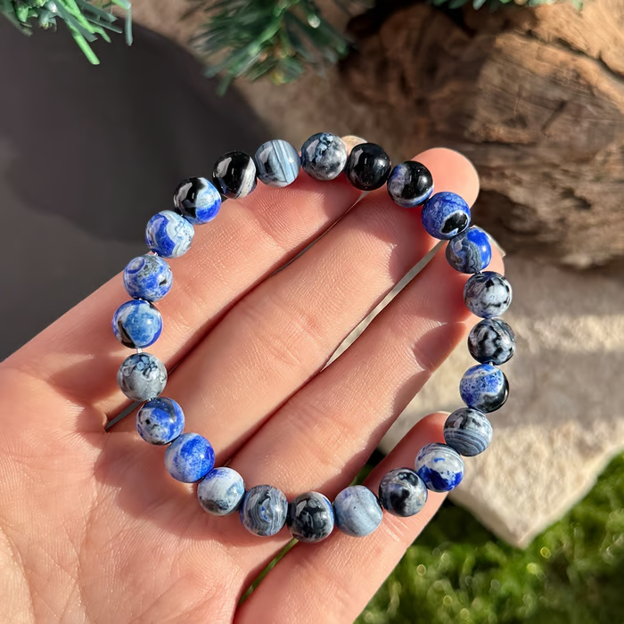 Blue Fire Agate Bracelet For Clarity & Focus