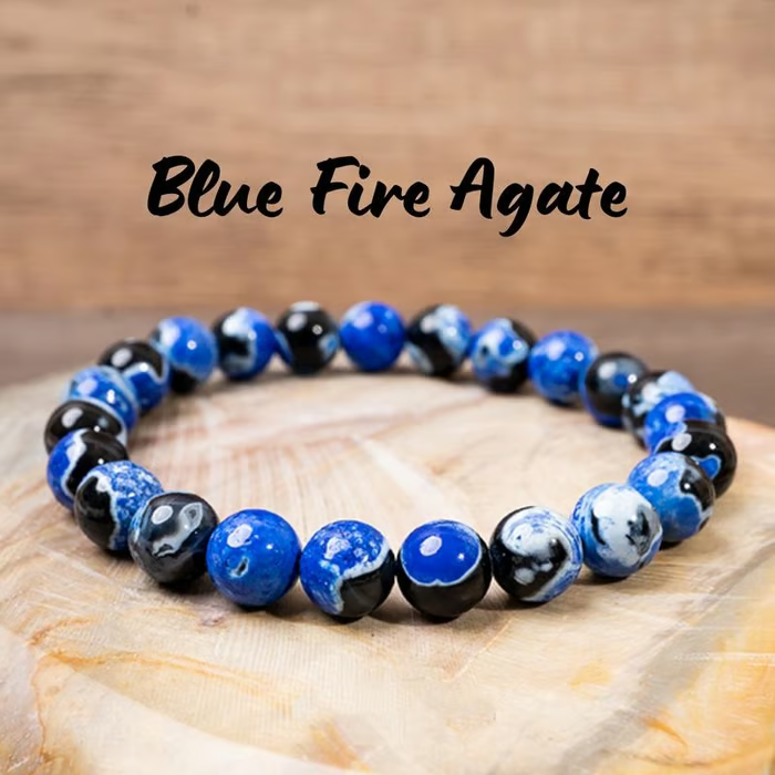 Blue Fire Agate Bracelet For Clarity & Focus