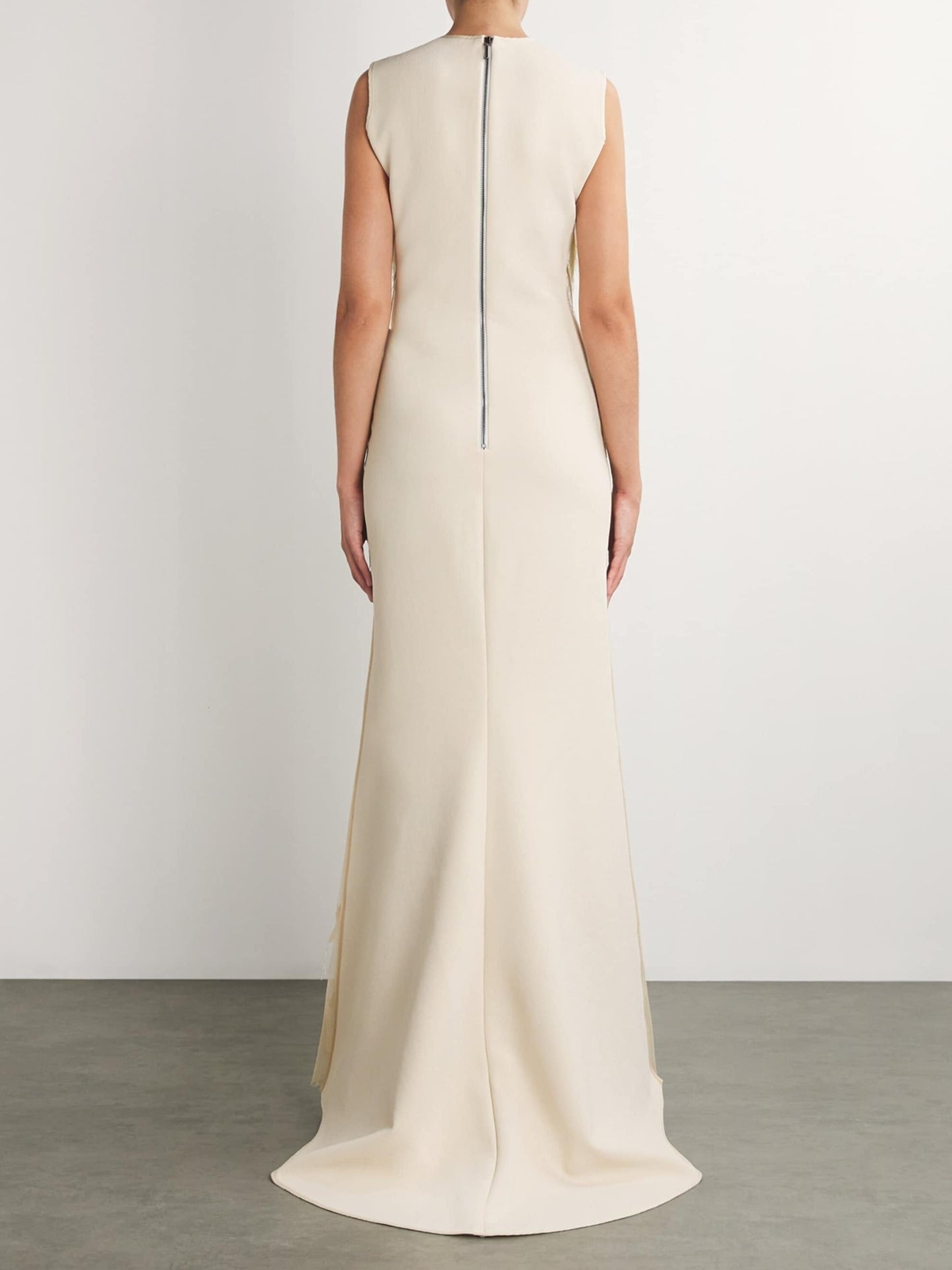 Fringe Trim Lace Overlay Dress