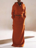 Cargo Hoodie And Skirt Suit