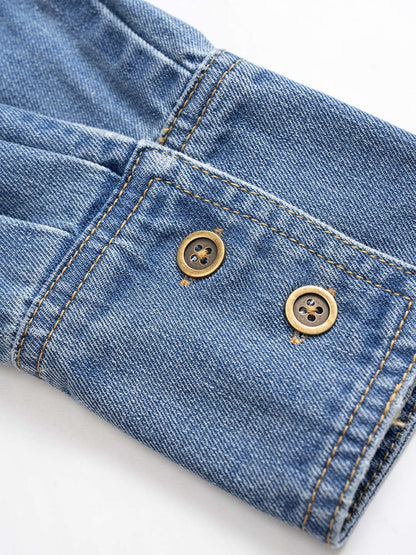 Denim Ruched Crossed Outerwear