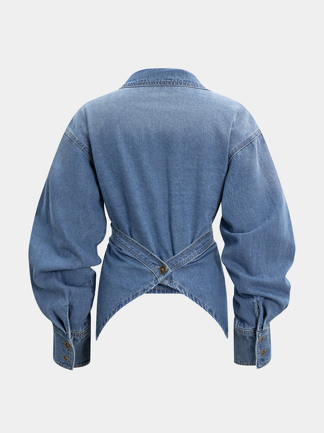 Denim Ruched Crossed Outerwear