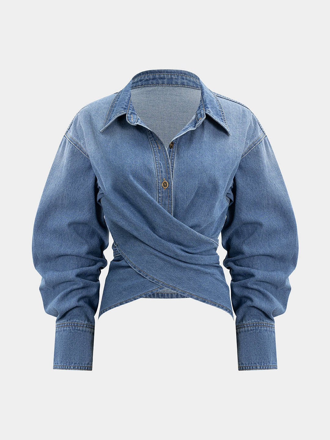 Denim Ruched Crossed Outerwear