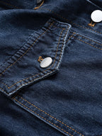 Denim Button Long-Sleeve Top And High Waist Mini Skirt Set