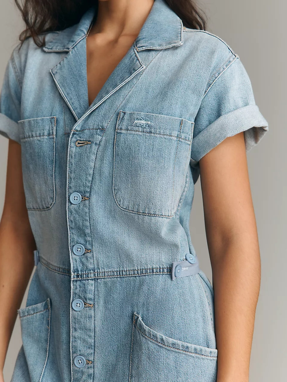 Denim Short Sleeve Field Jumpsuit