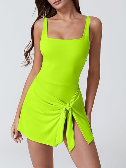 Square Neck Swim Dress