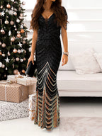 Long Dress With Rhinestones And Sequins