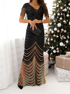 Long Dress With Rhinestones And Sequins