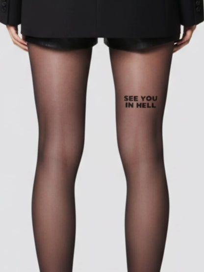 Black Pantyhose Translucent Legging Foot