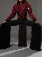 Merlot Commander Croopped Bomber Jackets