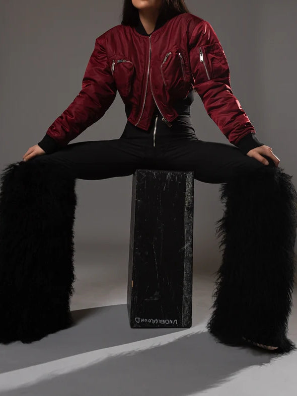 Merlot Commander Croopped Bomber Jackets