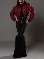 Merlot Commander Croopped Bomber Jackets