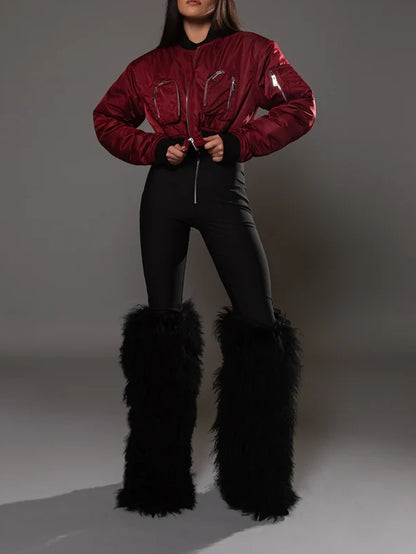 Merlot Commander Croopped Bomber Jackets