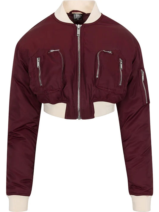 Merlot Commander Croopped Bomber Jackets