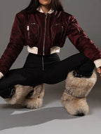 Merlot Commander Croopped Bomber Jackets