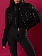 Merlot Commander Croopped Bomber Jackets