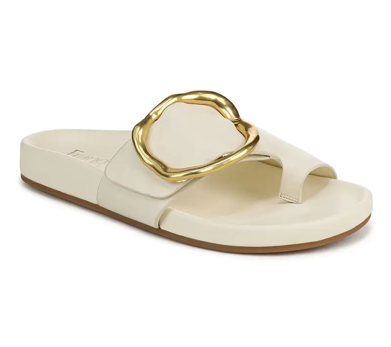 Leather Abstract Buckle Toe Loop Sandals