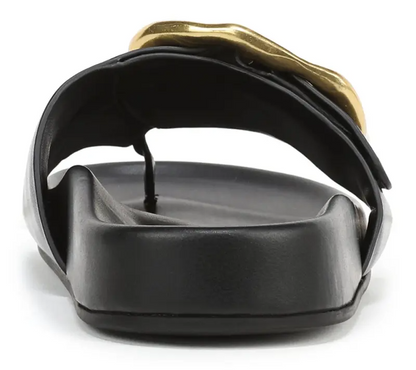 Leather Abstract Buckle Toe Loop Sandals