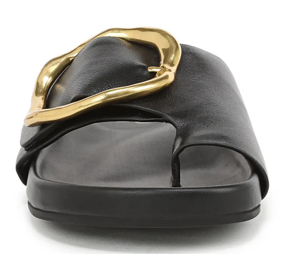 Leather Abstract Buckle Toe Loop Sandals