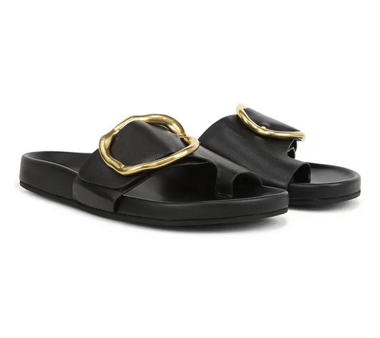 Leather Abstract Buckle Toe Loop Sandals