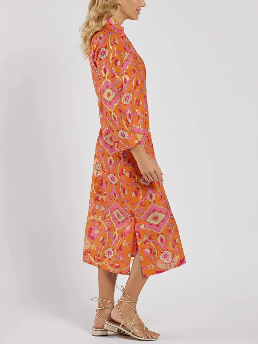 The Hot Orange Midi Dress
