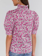 Pink Floral Puff Sleeve Top