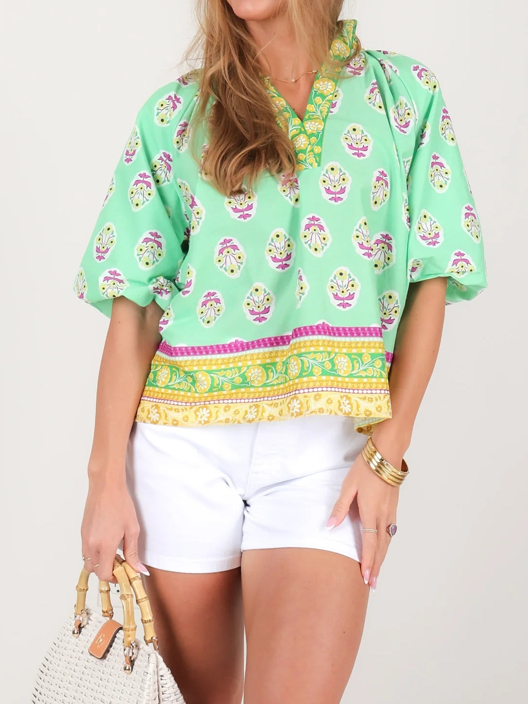 Green Apple Short Sleeve Blouse