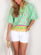 Green Apple Short Sleeve Blouse