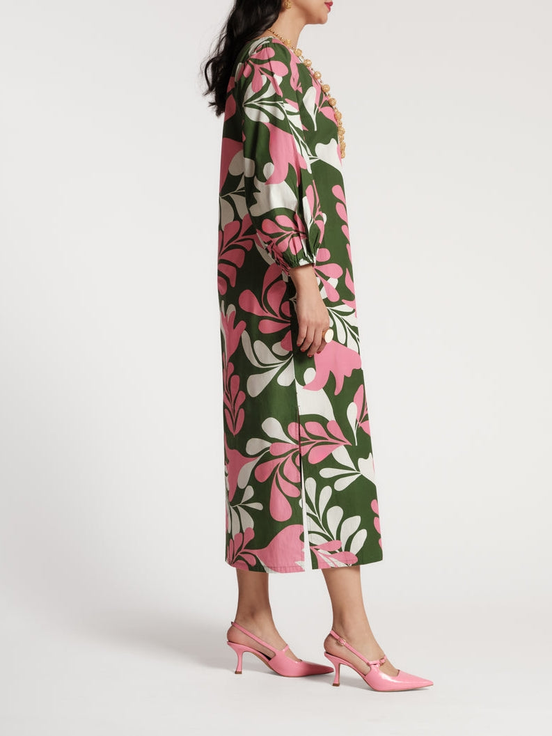 Modern Palm Cotton Maxi Dress
