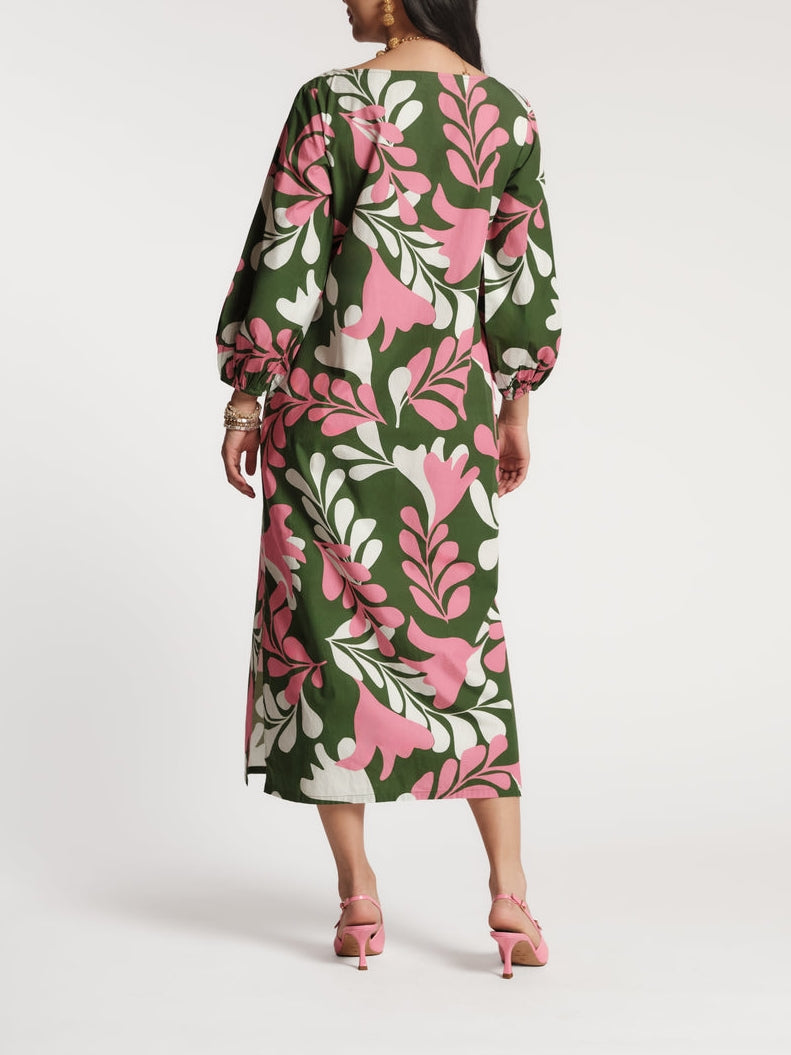 Modern Palm Cotton Maxi Dress