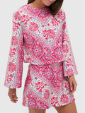 Cerise Chevron Cotton Top And Skirt