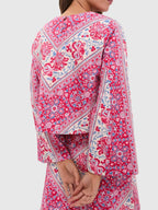 Cerise Chevron Cotton Top And Skirt