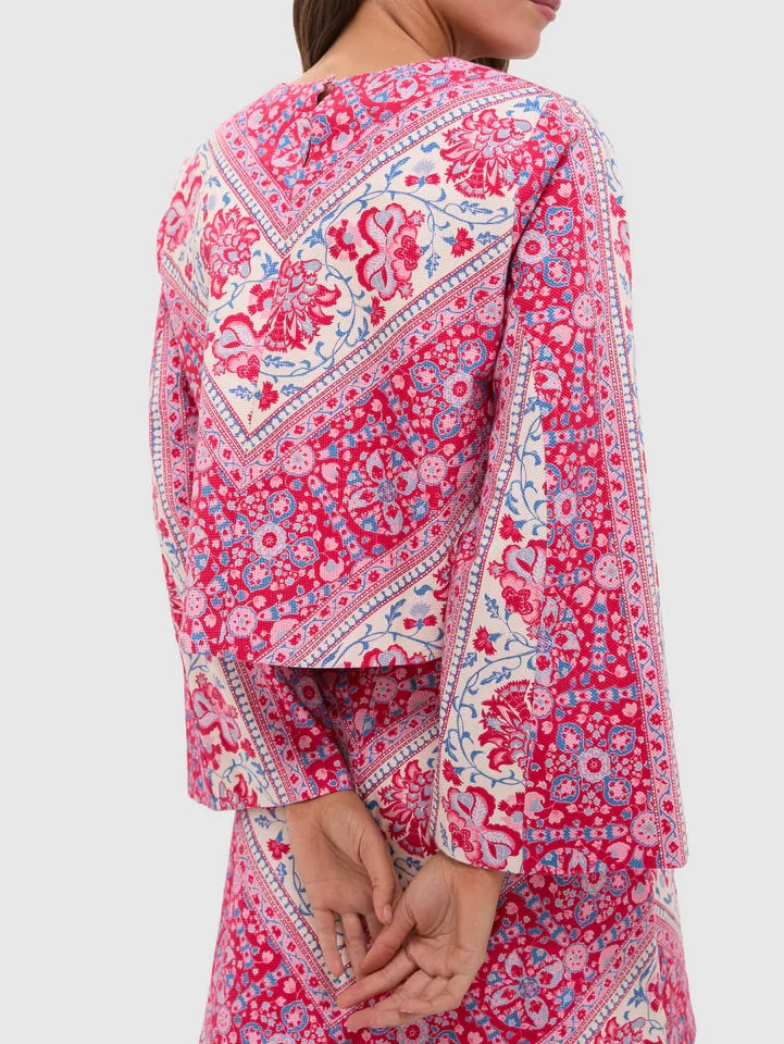 Cerise Chevron Cotton Top And Skirt